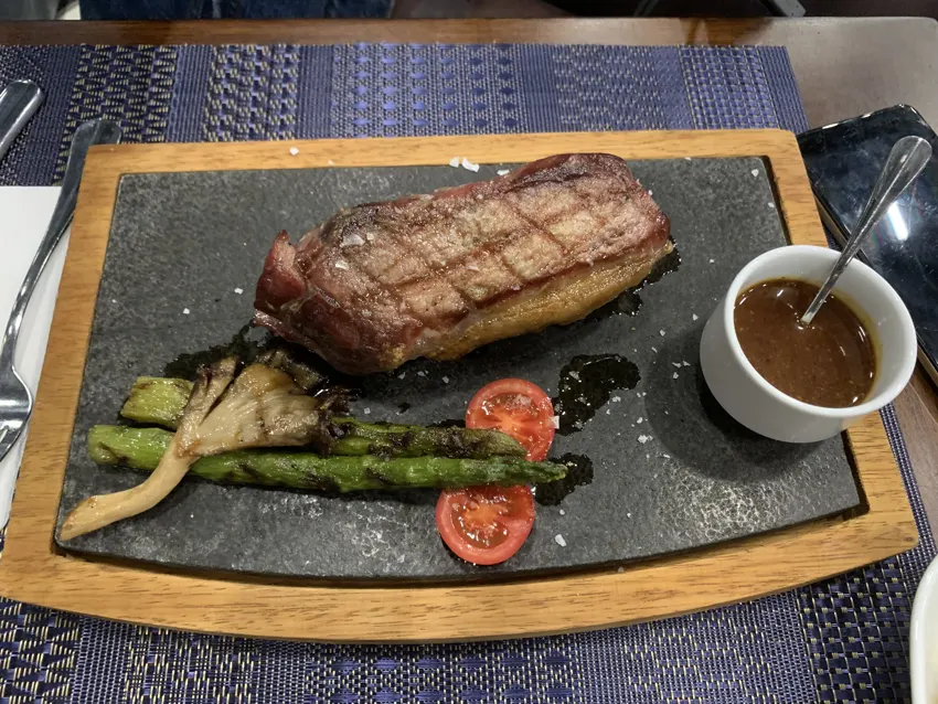 Una comida durante el viaje.